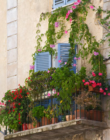balcony in a street of Vence (French Riviera)