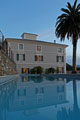 Façade and pool of U Palazzu Serenu, boutique hotel in Corsica, near Bastia